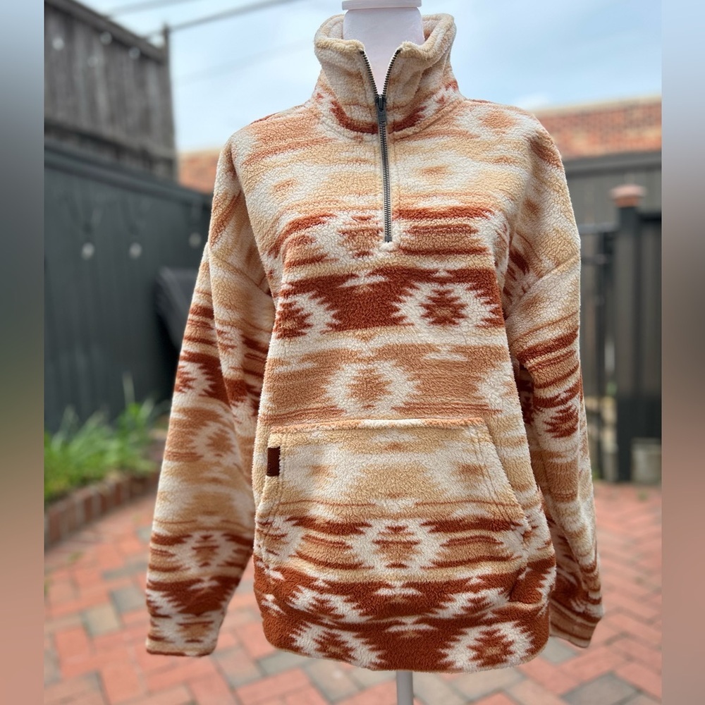 ROXY Live Out‎ Loud brown Aztec Half Zip Fleece Pullover Size M